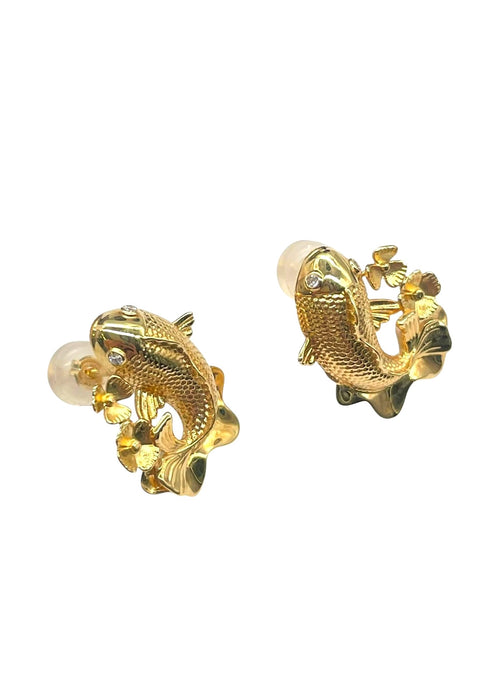 NO BRAND Koi Diamond Stud Earrings