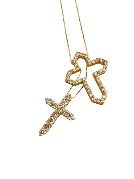 NO BRAND Dual Cross Diamond Necklace