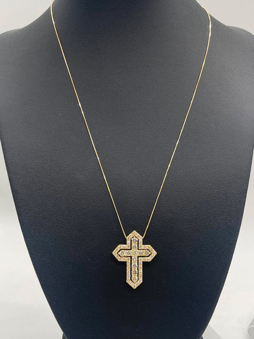 NO BRAND Dual Cross Diamond Necklace