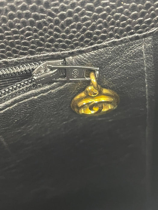 CHANEL CC Quilted Caviar Turn Lock Tote Bag