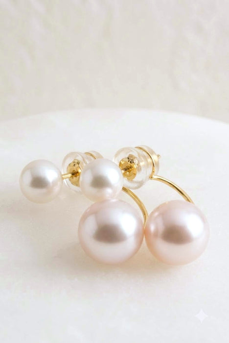 NO BRAND Akoya Pearl Drop Stud Earrings
