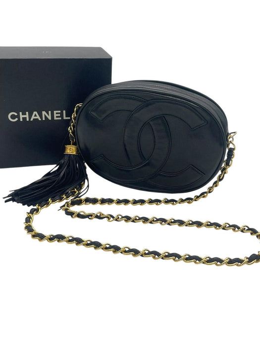 CHANEL CC Logo Tassel Oval Chain Shoulder Bag