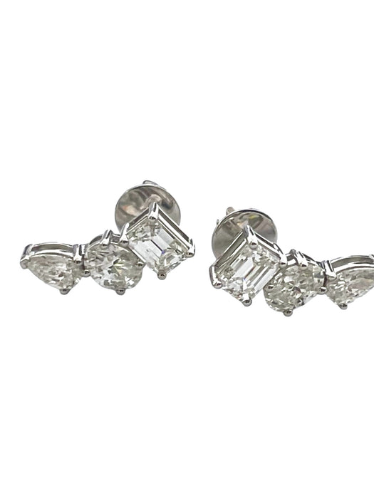 NO BRAND 3P Shape Diamond Stud Earrings