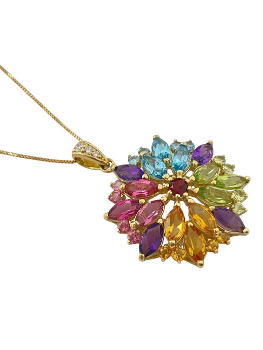 NO BRAND Multicolor Stone Diamond Necklace