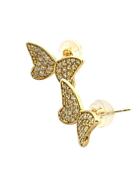 NO BRAND Butterfly Diamond Stud Earrings