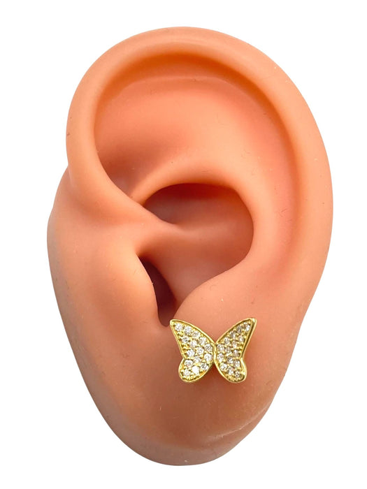 NO BRAND Butterfly Diamond Stud Earrings