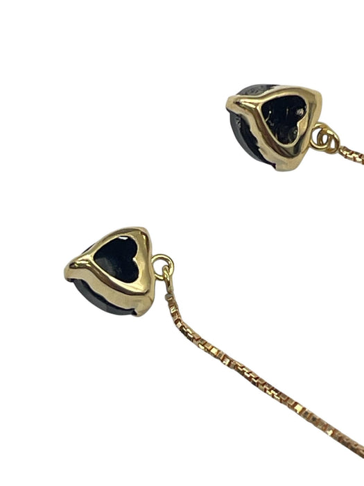 NO BRAND Heart Black Diamond Dangling Earrings