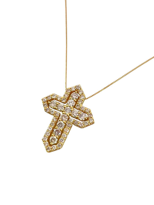NO BRAND Dual Cross Diamond Necklace