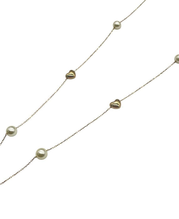 NO BRAND Heart Akoya Station Necklace