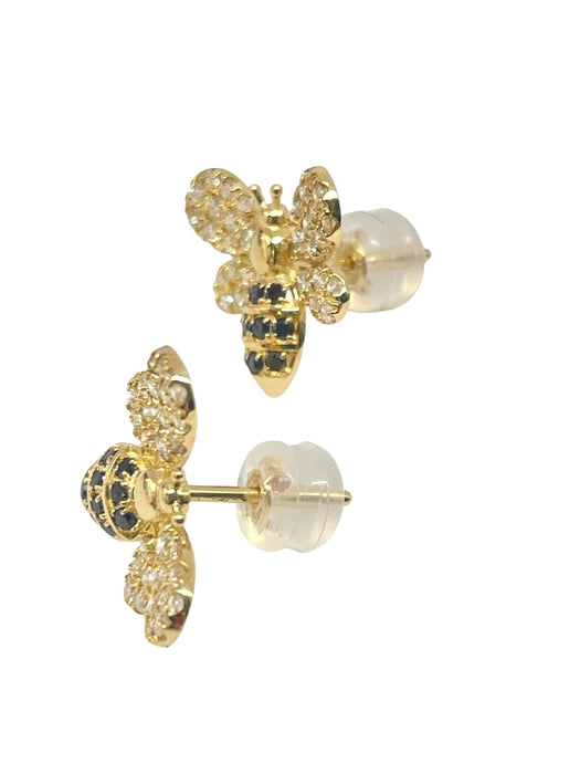 NO BRAND Bee Black & White Diamond Stud Earrings