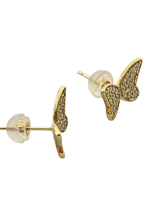 NO BRAND Butterfly Diamond Stud Earrings
