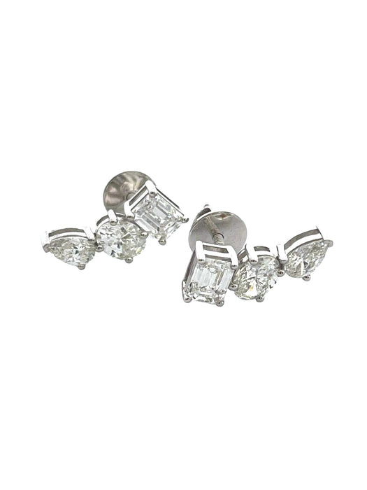 NO BRAND 3P Shape Diamond Stud Earrings