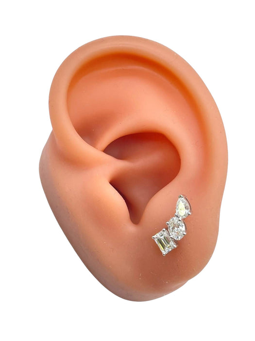 NO BRAND 3P Shape Diamond Stud Earrings