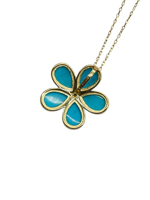 NO BRAND Turquoise Flower Diamond Necklace