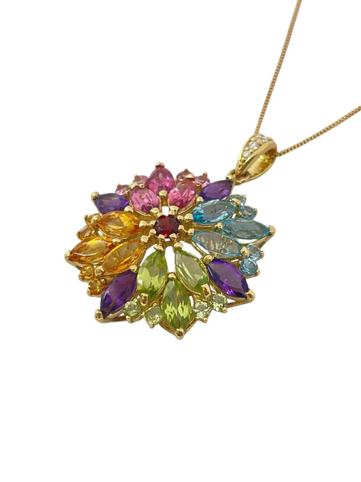 NO BRAND Multicolor Stone Diamond Necklace