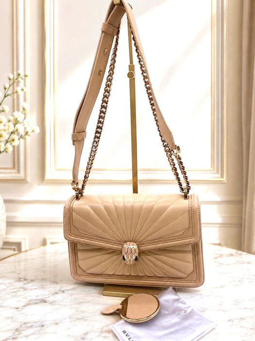 BVLGARI Serpenti Chain Pink Beige Shoulder Bag