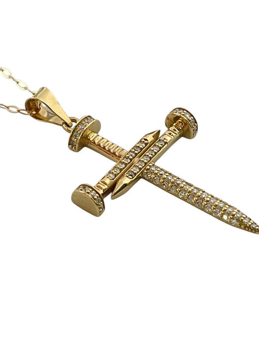 NO BRAND Cross Nail Diamond Necklace