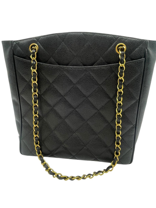 CHANEL CC Quilted Caviar Turn Lock Tote Bag
