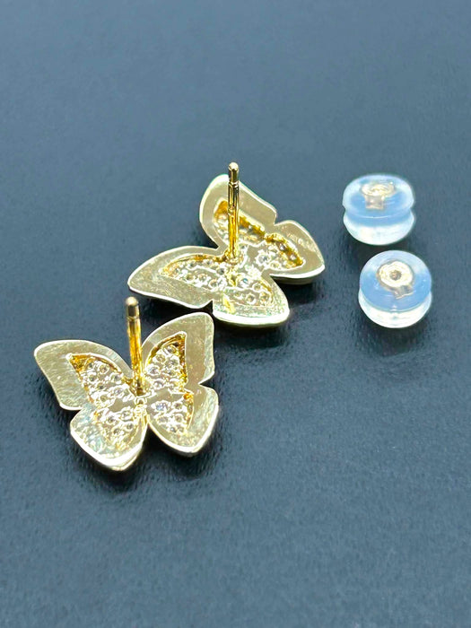 NO BRAND Butterfly Diamond Stud Earrings