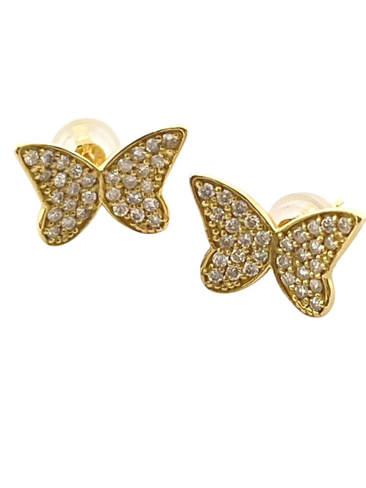 NO BRAND Butterfly Diamond Stud Earrings