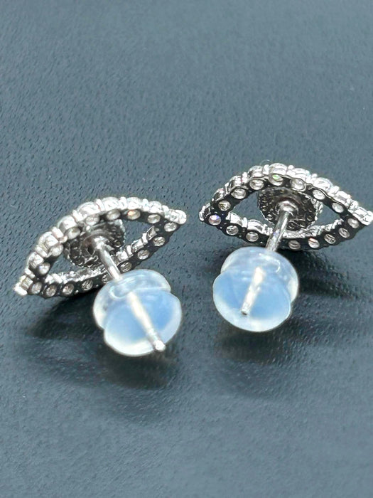 NO BRAND Evil Eye Black & White Diamond Stud Earrings