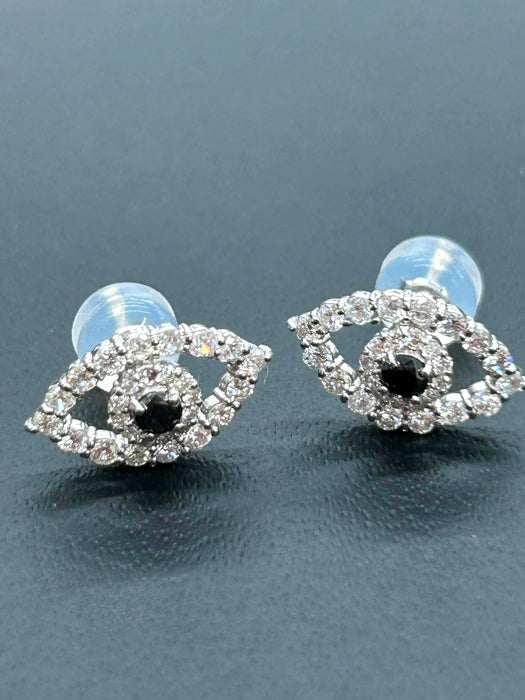 NO BRAND Evil Eye Black & White Diamond Stud Earrings