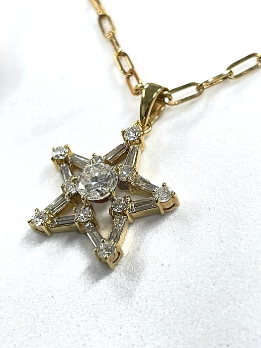 NO BRAND Star Baguette Diamond Necklace