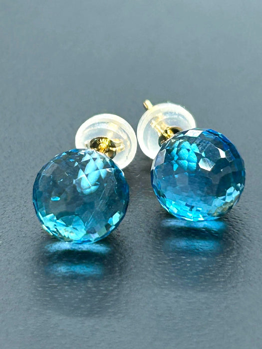 NO BRAND Swiss Blue Topaz Stud Earrings