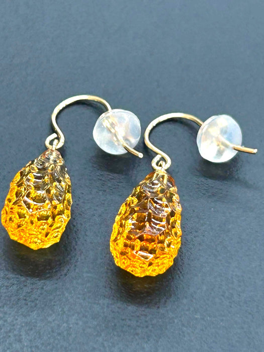NO BRAND Citrine Pear Shape Drop Earrings