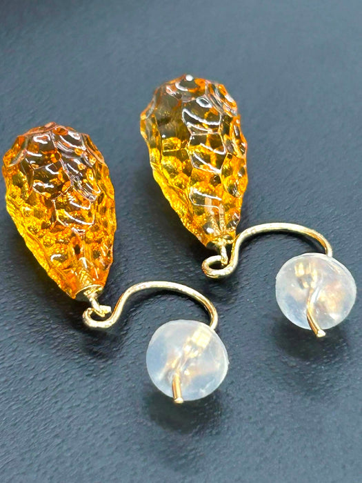 NO BRAND Citrine Pear Shape Drop Earrings