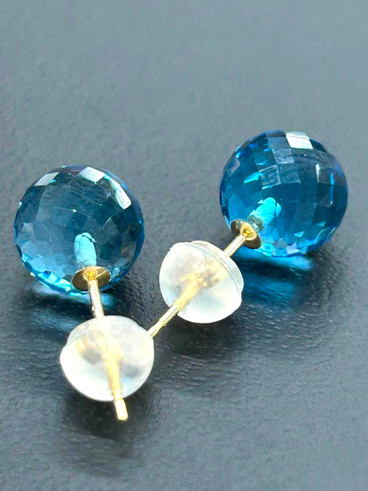 NO BRAND Swiss Blue Topaz Stud Earrings
