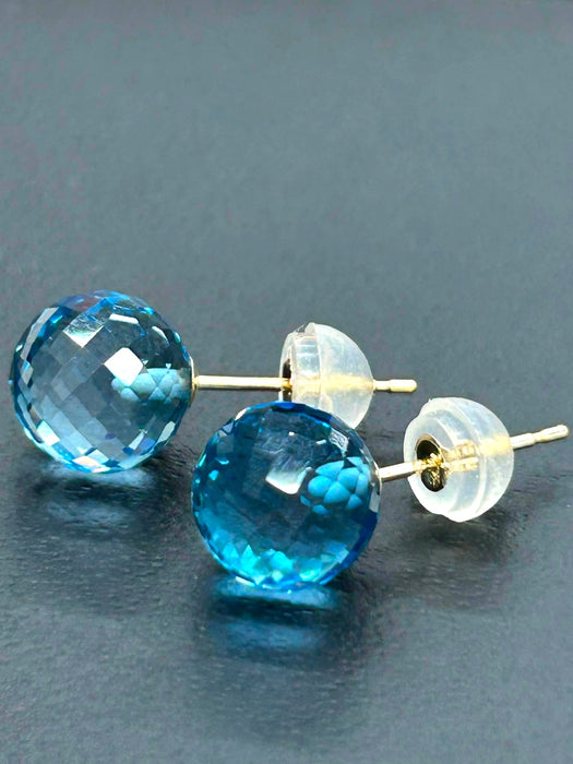 NO BRAND Swiss Blue Topaz Stud Earrings