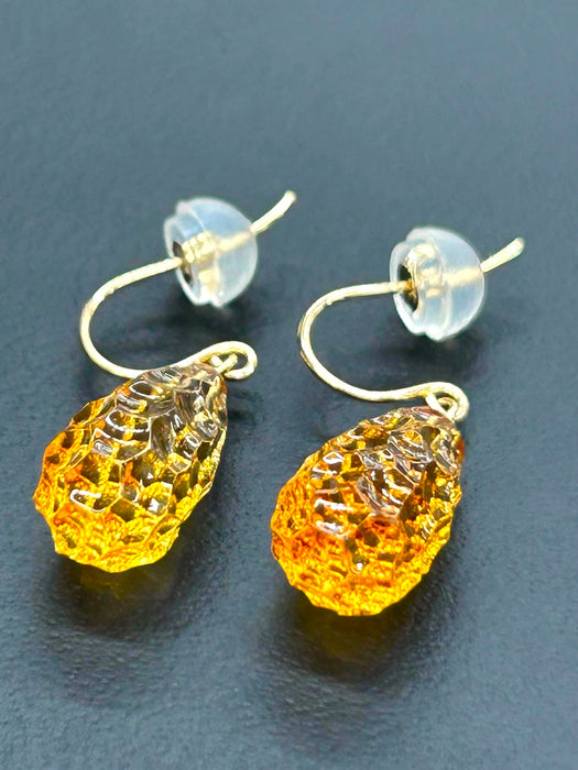 NO BRAND Citrine Pear Shape Drop Earrings