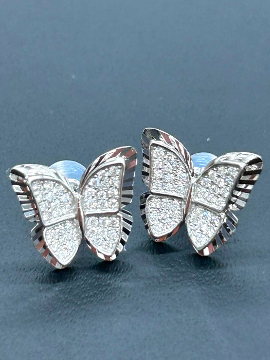 NO BRAND Butterfly Diamond Stud Earrings
