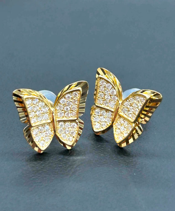 NO BRAND Butterfly Diamond Stud Earrings