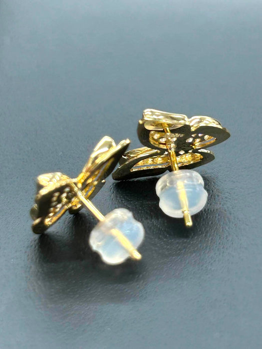 NO BRAND Butterfly Diamond Stud Earrings