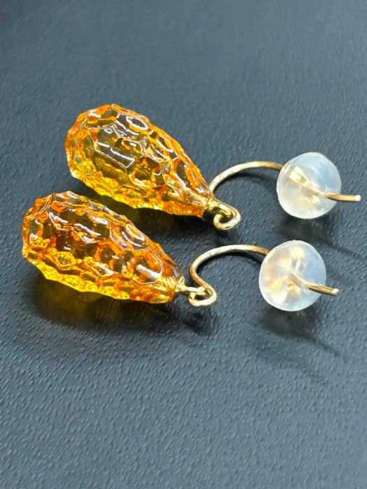 NO BRAND Citrine Pear Shape Drop Earrings