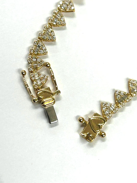 NO BRAND Heart Baguette Tennis Diamond Necklace