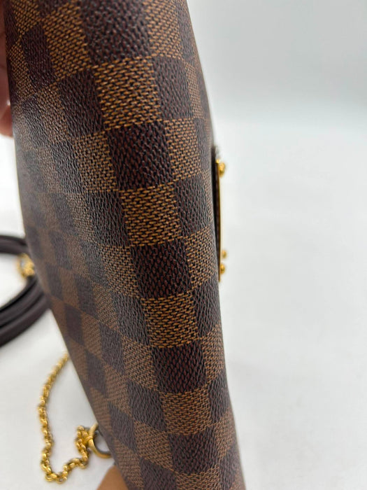LOUIS VUITTON Eva Damier Ebene Clutch Shoulder Bag