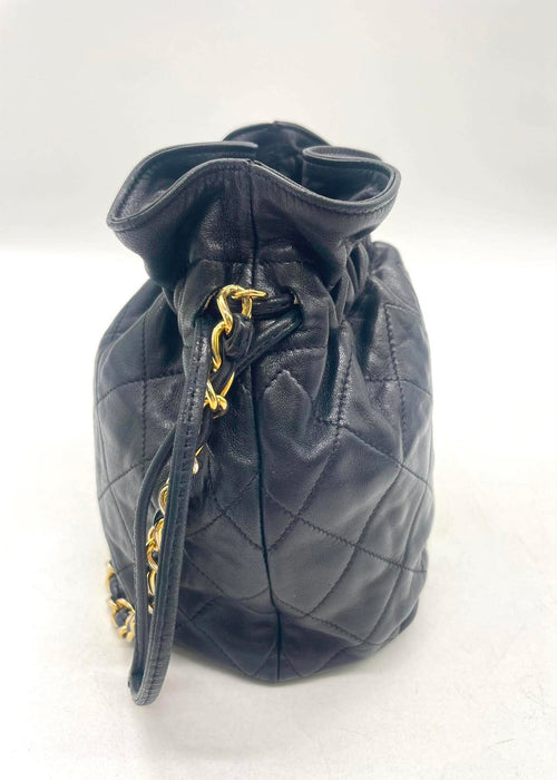 CHANEL Vintage Quilted Lambskin Drawstring Bucket Bag