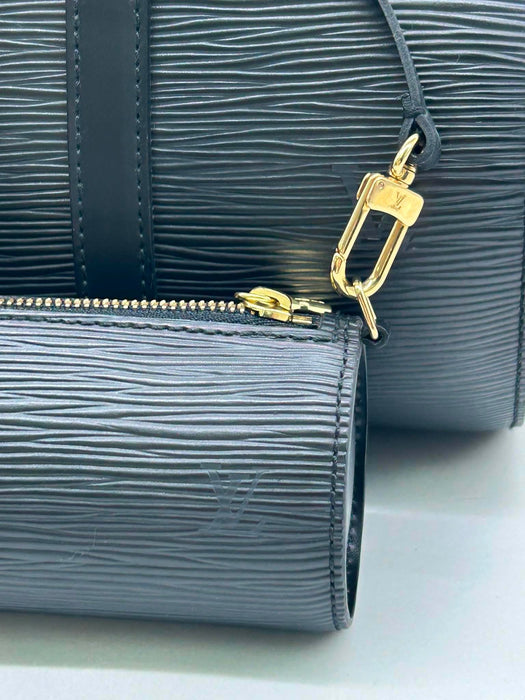 LOUIS VUITTON Soufflot Black Epi with Pouch Handbag