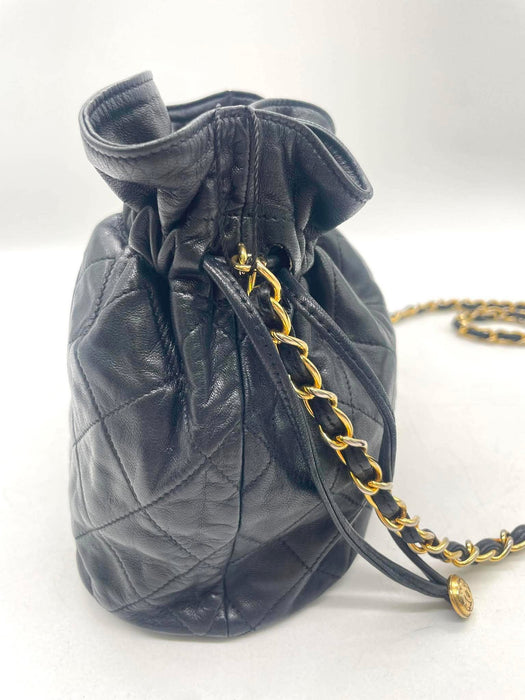 CHANEL Vintage Quilted Lambskin Drawstring Bucket Bag
