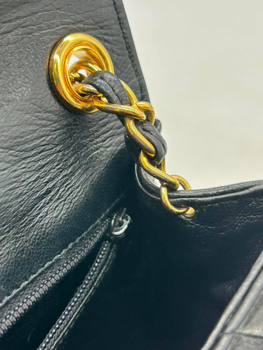CHANEL Interlocking CC Black Lambskin Shoulder Bag