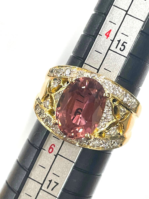 NO BRAND Pink Tourmaline Diamond Ring