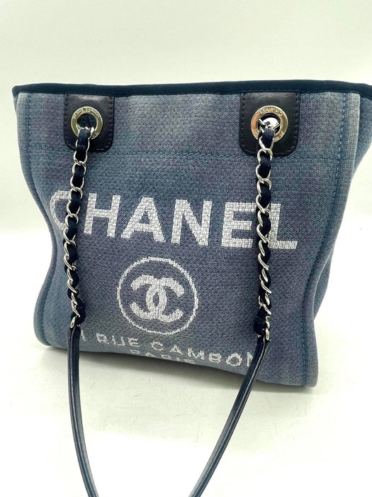 CHANEL Deauville Blue Denim Tote Shoulder Bag