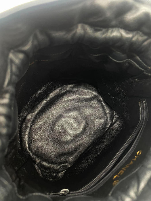 CHANEL Vintage Quilted Lambskin Drawstring Bucket Bag