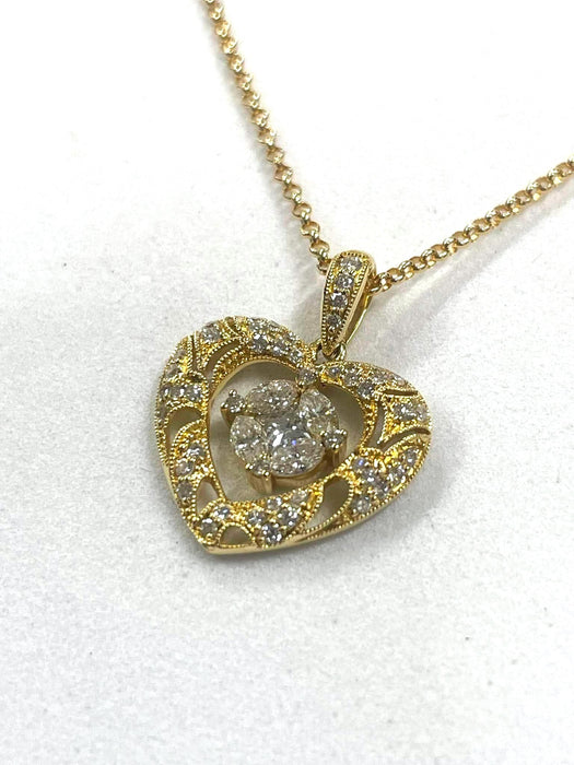 NO BRAND Heart Diamond Necklace