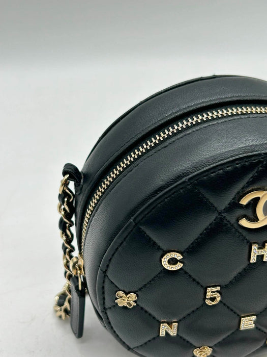 CHANEL Lucky Charms Lambskin Round Clutch Shoulder Bag