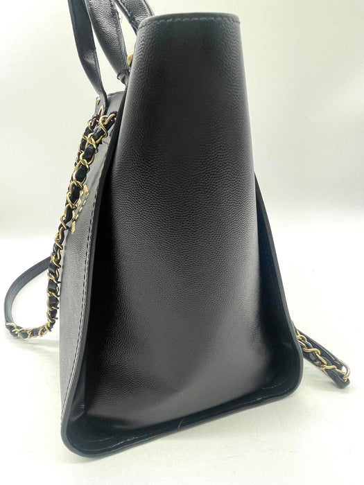 CHANEL Deauville Studded Black Caviar Leather 2-Way Bag