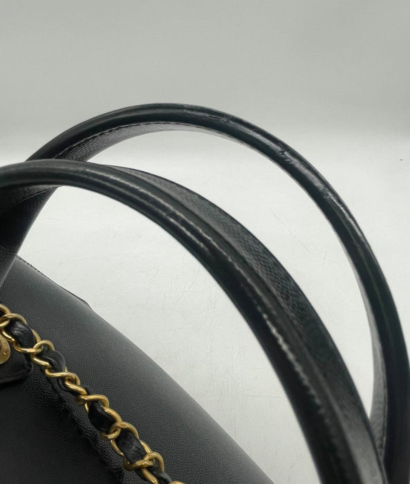 CHANEL Deauville Studded Black Caviar Leather 2-Way Bag